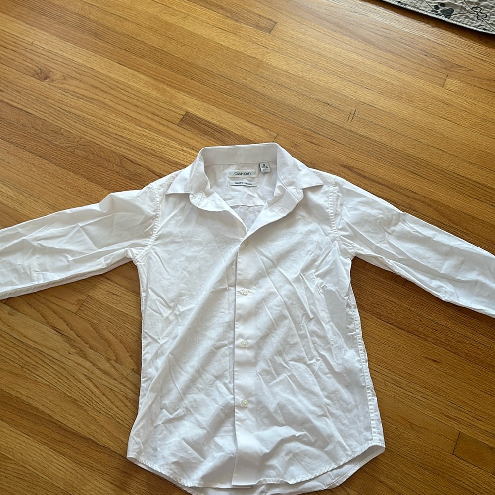 Kids White Calvin Klein Dress Shirt Size 12 Boys